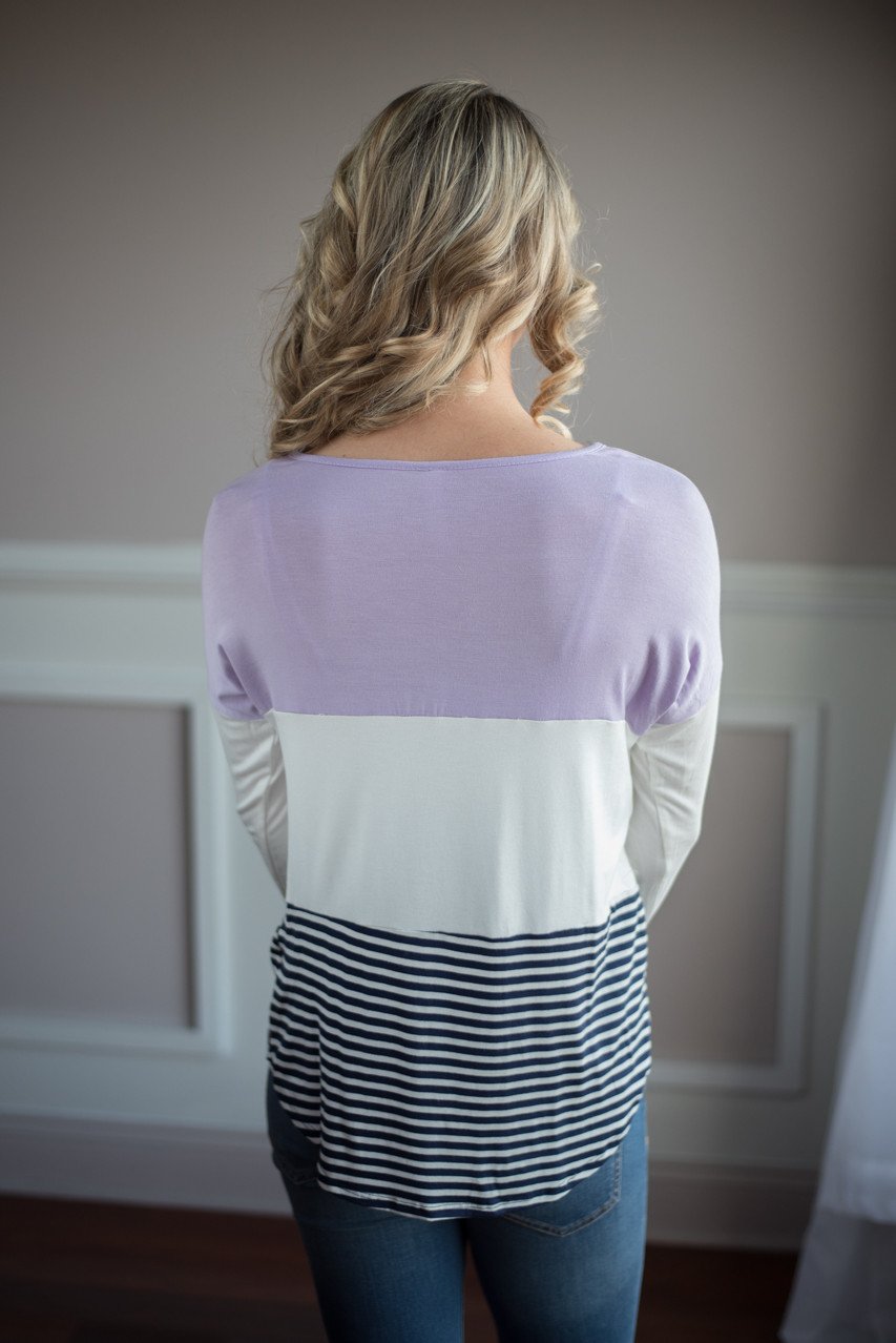 Purple and Navy Color Block Top