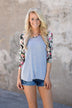Forget Me Not Floral Top 3/4 Sleeve