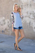 Forget Me Not Floral Top 3/4 Sleeve