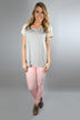 Heather Grey Lace Shoulder Top