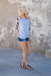 Forget Me Not Floral Top 3/4 Sleeve