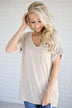 Oatmeal V-Neck Pocket Tee