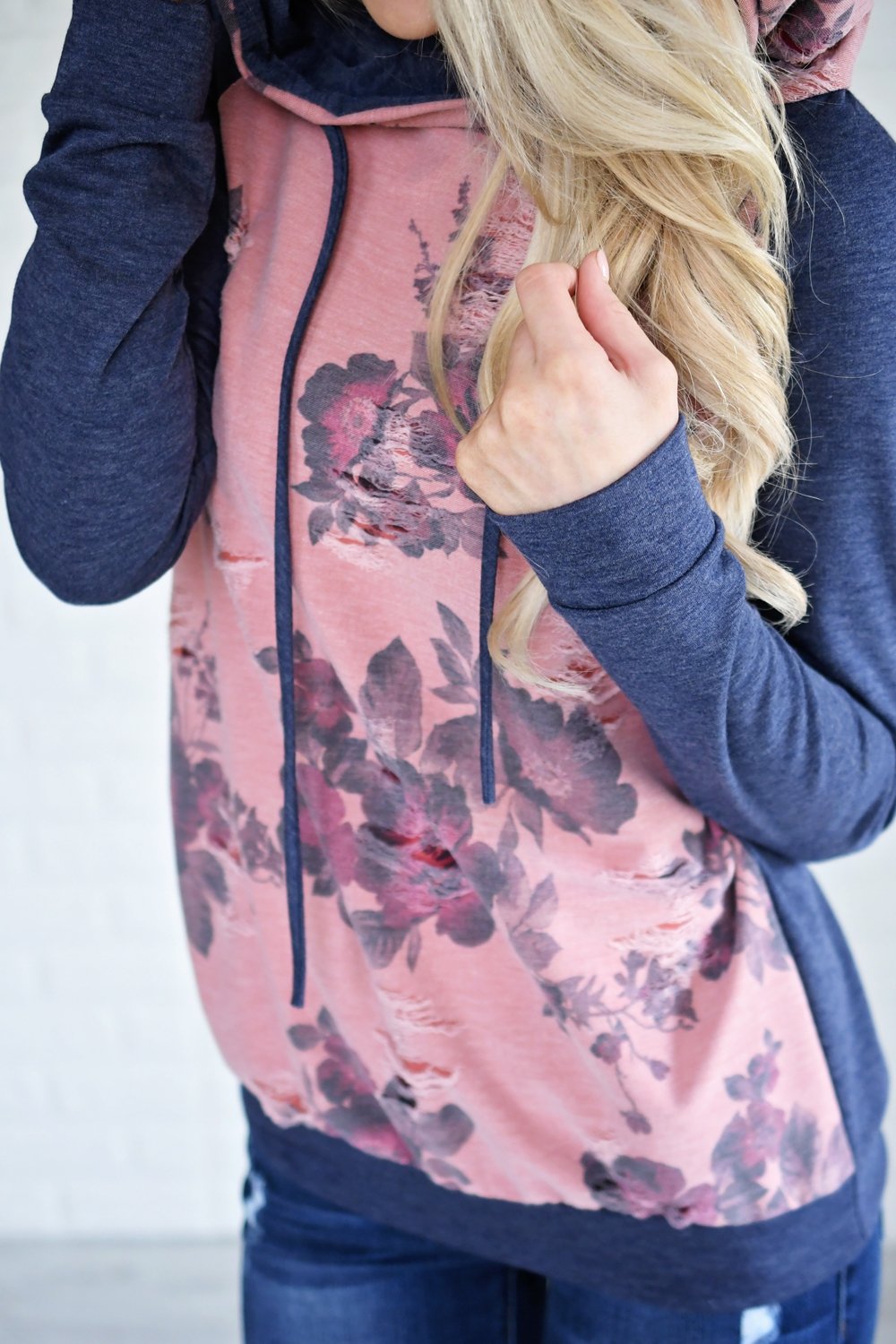 Matters of Floral Distressed Hoodie