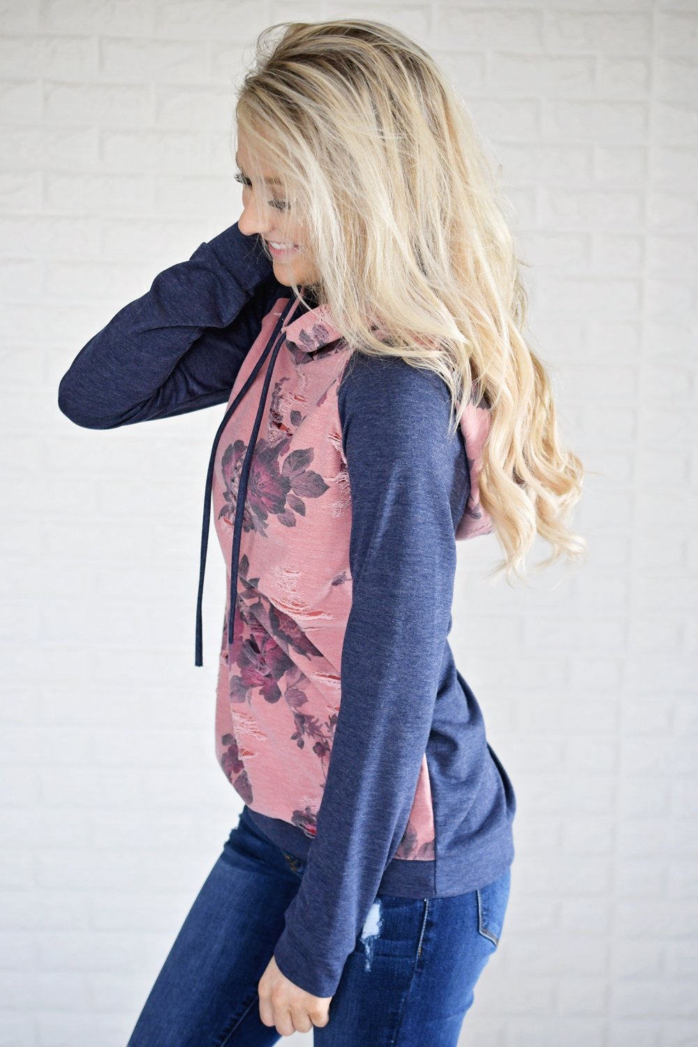 Matters of Floral Distressed Hoodie