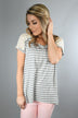 Heather Grey Lace Shoulder Top