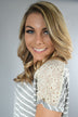 Heather Grey Lace Shoulder Top