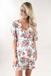 Ivory V-Neck Floral Dress
