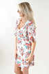 Ivory V-Neck Floral Dress