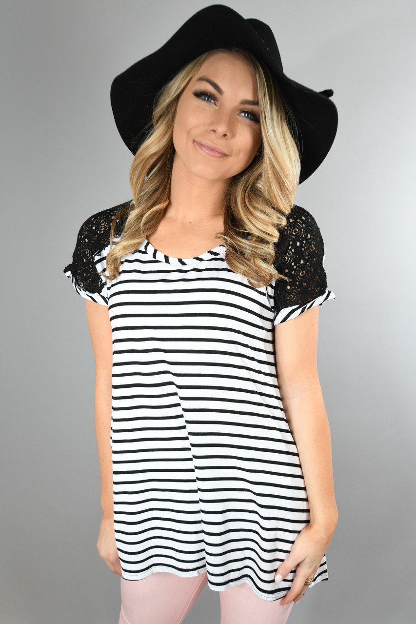 Black Lace Shoulder Top