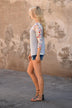 Forget Me Not Floral Top 3/4 Sleeve ~ Taupe