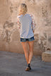 Forget Me Not Floral Top 3/4 Sleeve ~ Taupe