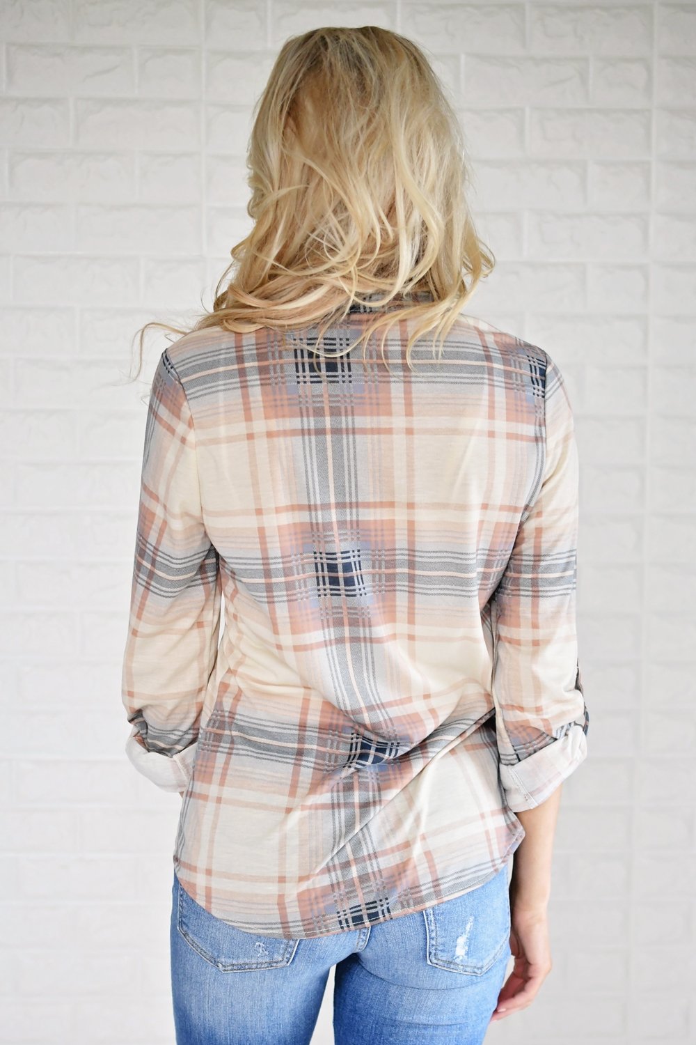 The Essential Plaid Top ~ Beige & Peach