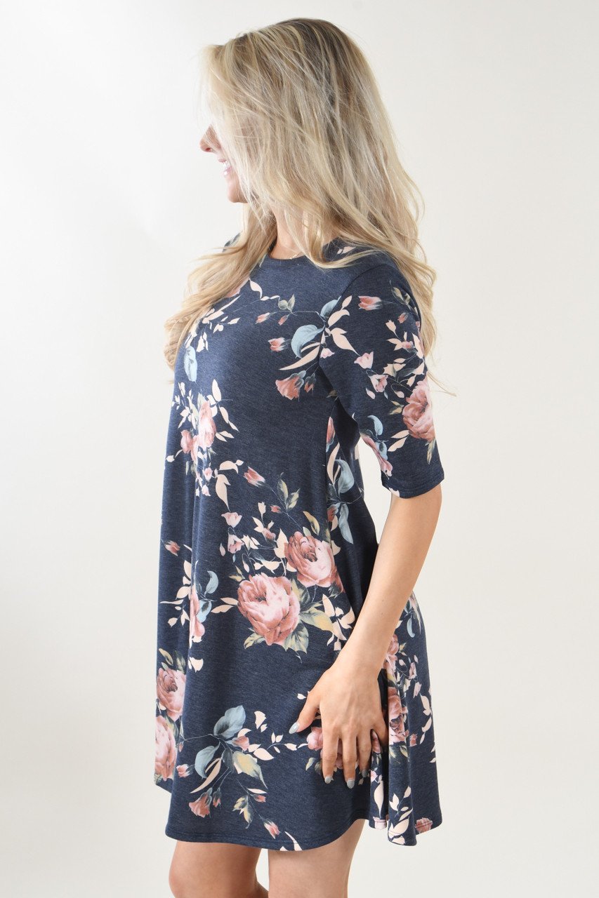 In Full Bloom Navy Dress