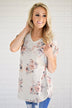 Cream Floral Pocket Tee