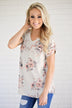 Cream Floral Pocket Tee