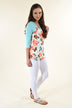 My Favorite Floral 3/4 Sleeve Top - Blue