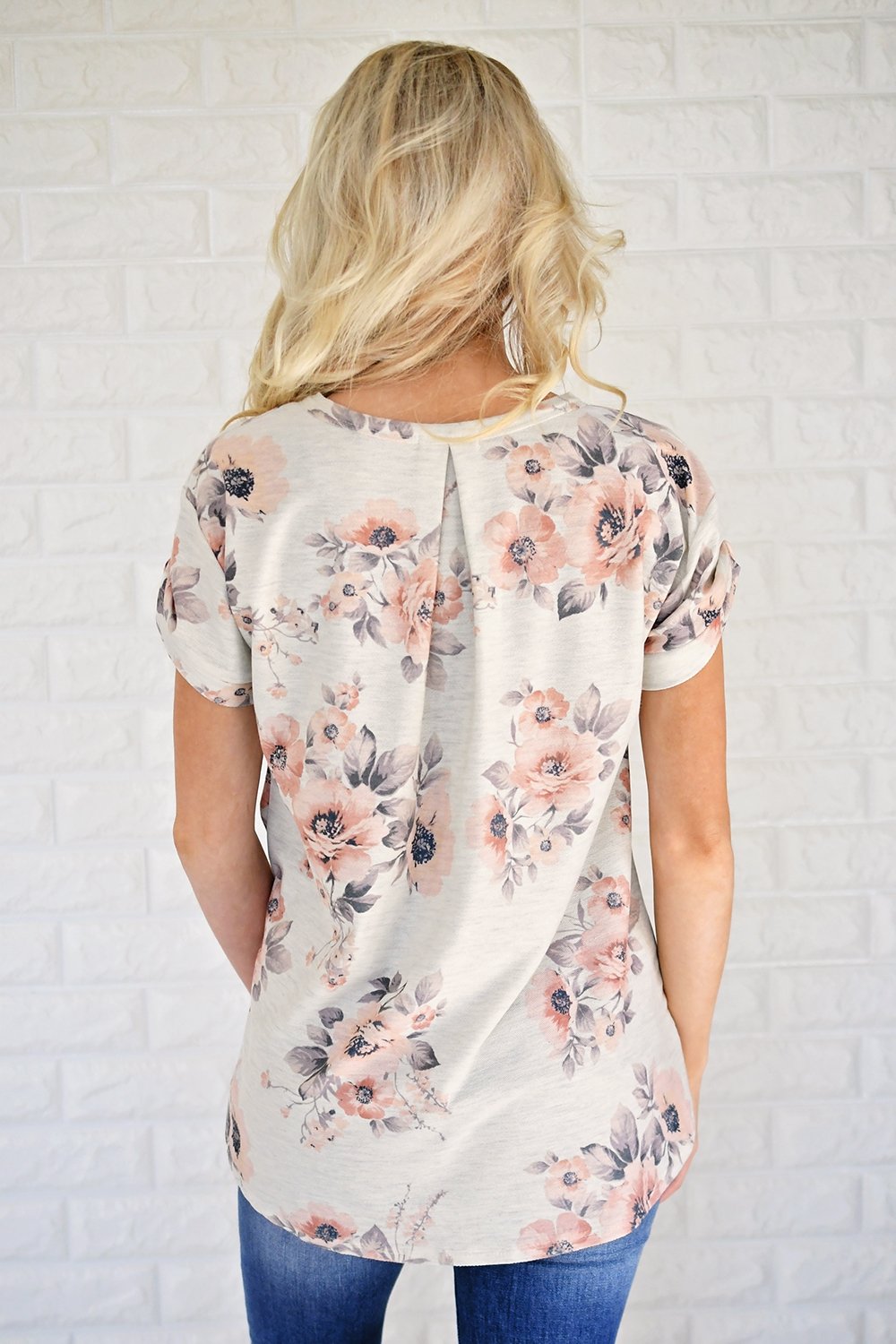 Cream Floral Pocket Tee