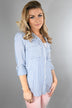 Blue Pin Stripe Button Up Top