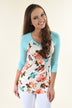 My Favorite Floral 3/4 Sleeve Top - Blue