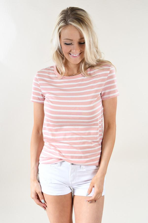 Beach Life Striped Top ~ Soft Pink