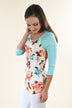 My Favorite Floral 3/4 Sleeve Top - Blue