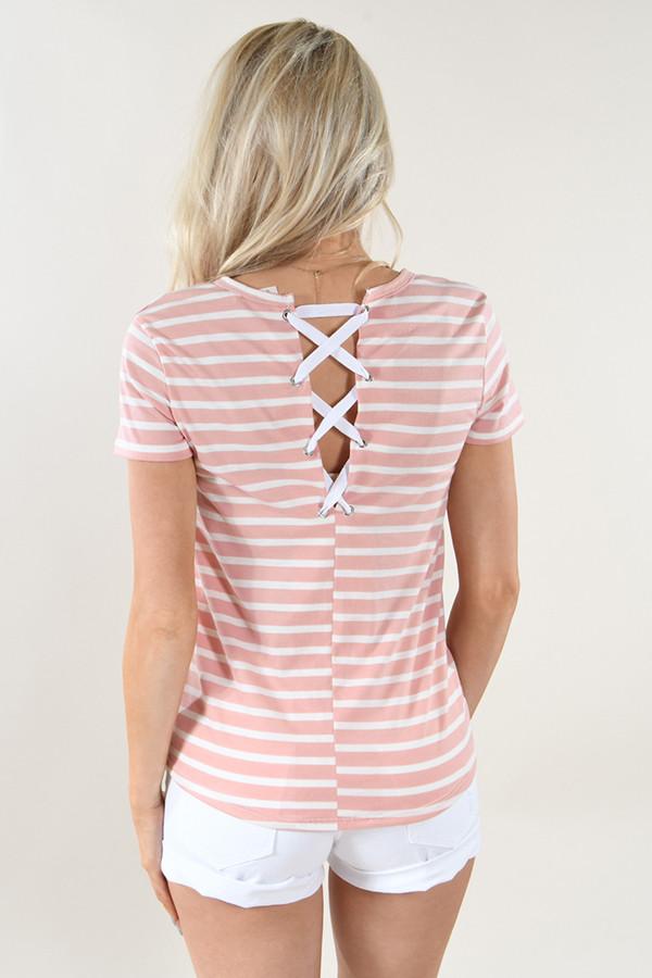 Beach Life Striped Top ~ Soft Pink