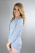 Blue Pin Stripe Button Up Top