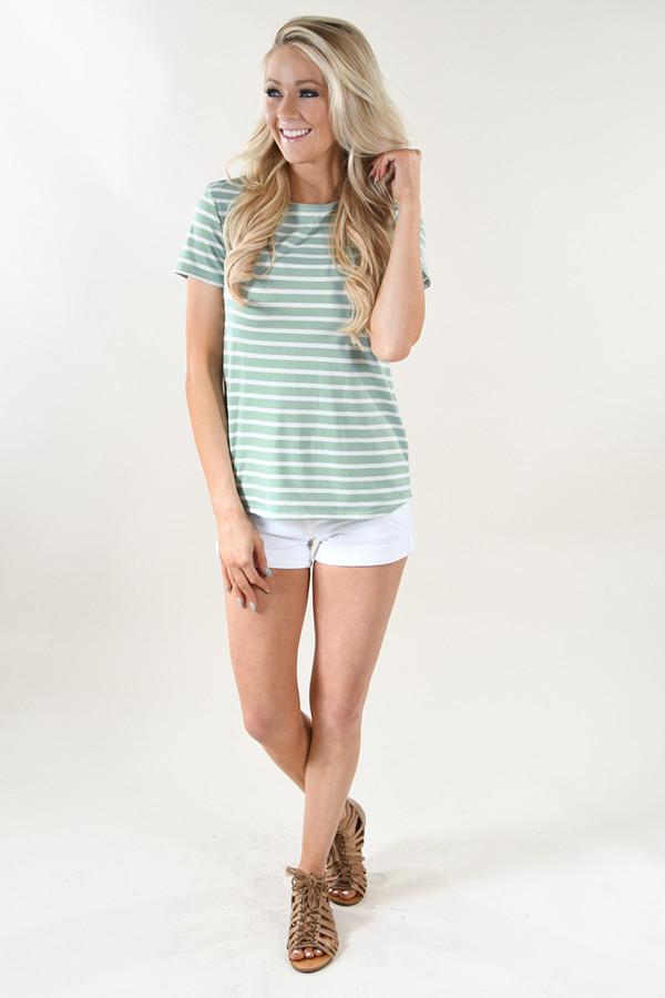 Beach Life Striped Top ~ Mint