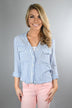 Blue Pin Stripe Button Up Top