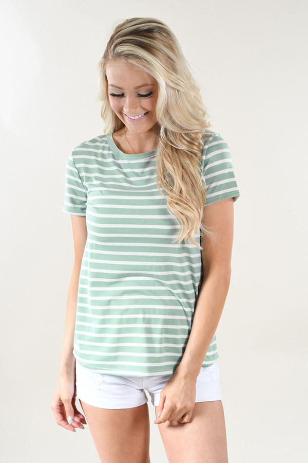 Beach Life Striped Top ~ Mint