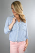 Blue Pin Stripe Button Up Top