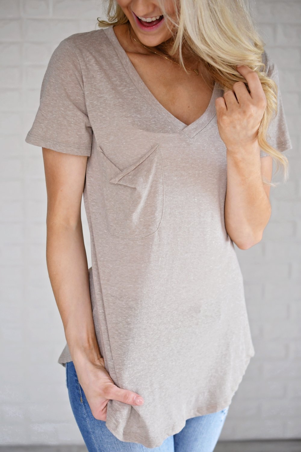 Basic Oatmeal Pocket Tee