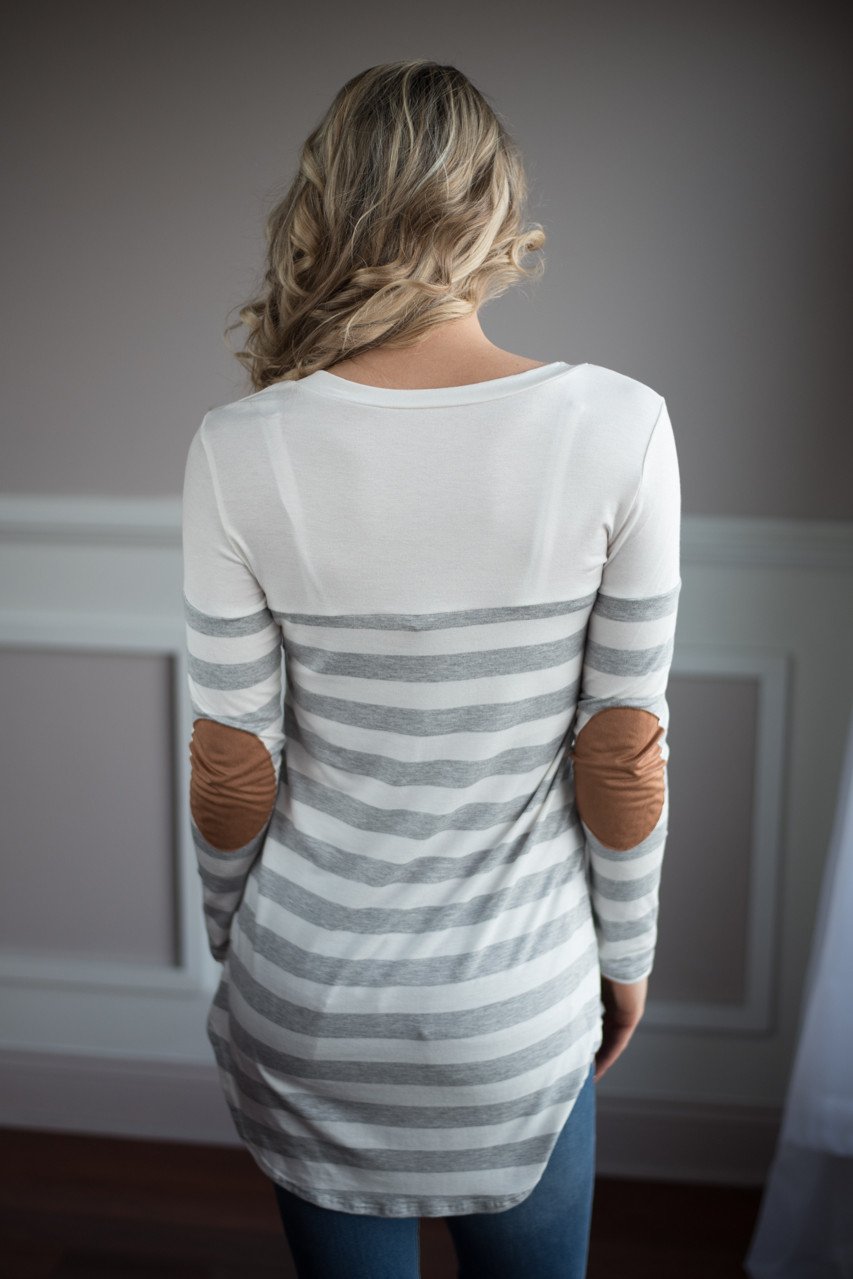 White and Grey Pocket Top