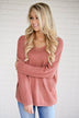 Back Lace Up Sweater ~ Salmon