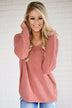 Back Lace Up Sweater ~ Salmon