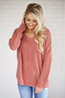 Back Lace Up Sweater ~ Salmon