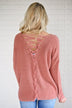Back Lace Up Sweater ~ Salmon