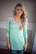 Mint and Grey Pocket Top