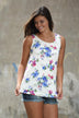 Ivory Floral Tank ~ Blueberry