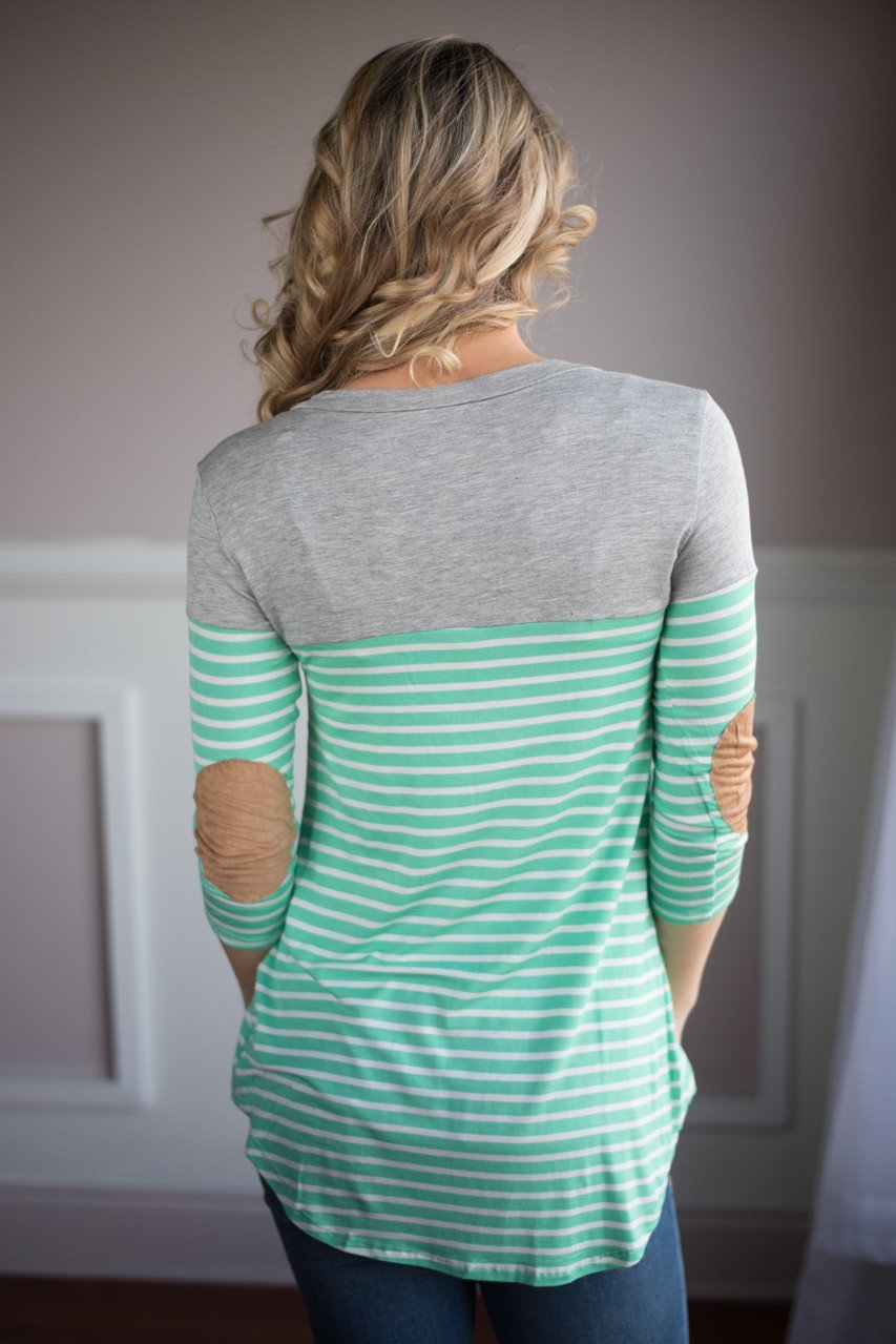 Mint and Grey Pocket Top