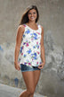 Ivory Floral Tank ~ Blueberry
