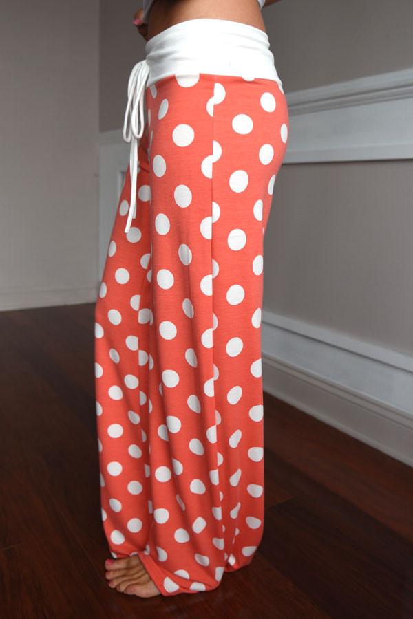 Polka Dot Lounge Pants ~ Coral