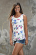 Ivory Floral Tank ~ Blueberry