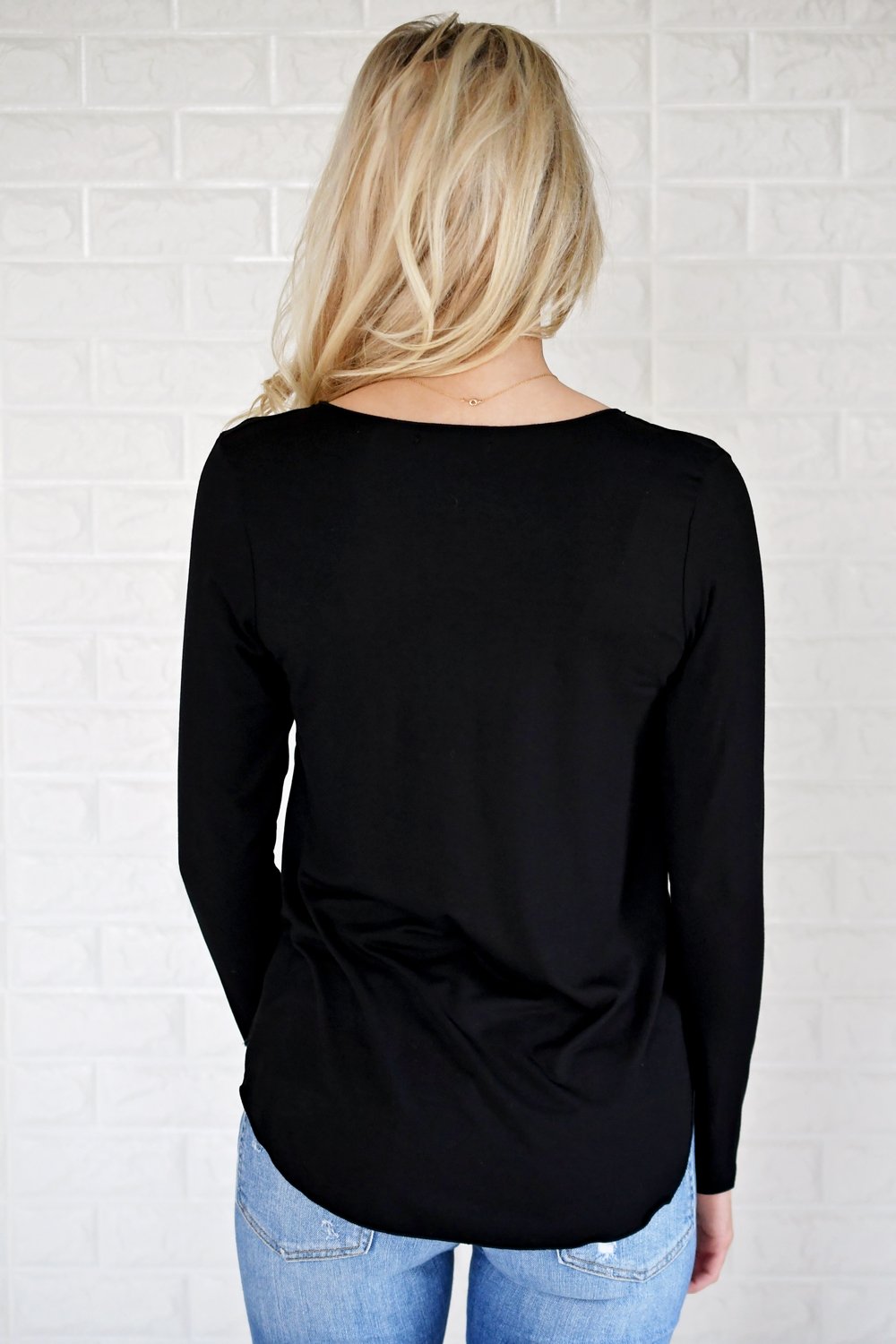 Long Sleeve V-Neck Top ~ Black