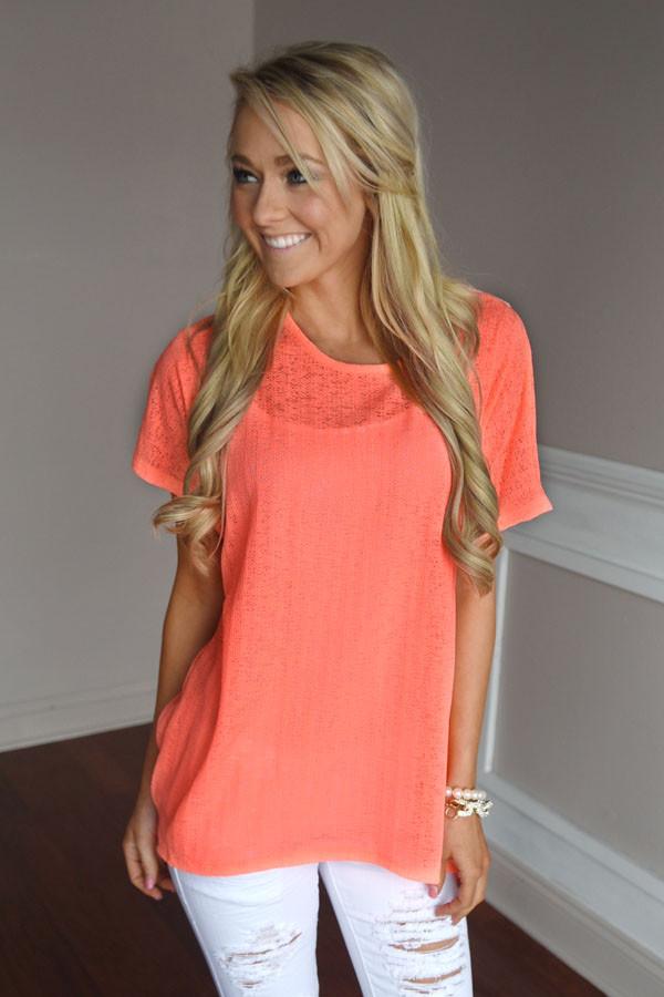 Paradise Top ~ Neon Coral