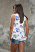 Ivory Floral Tank ~ Blueberry