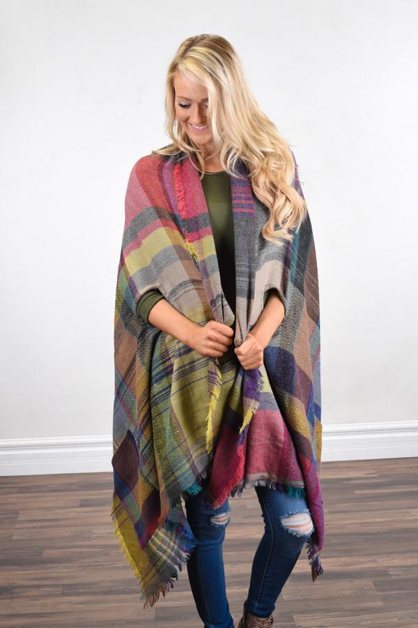 Pink & Purple Poncho Scarf