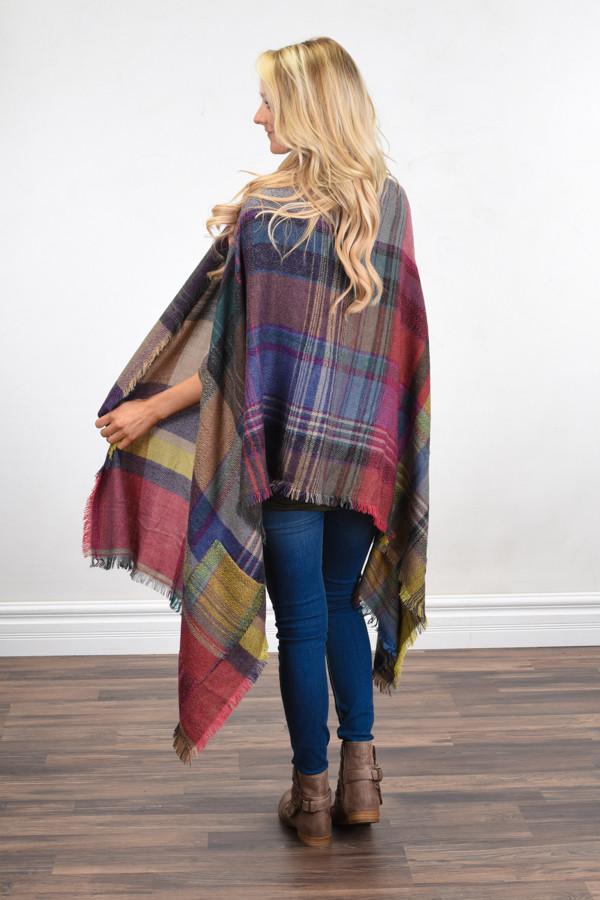 Pink & Purple Poncho Scarf