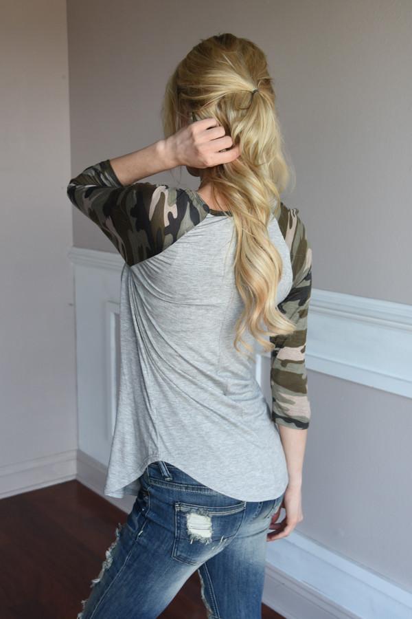 Camo Top - Grey
