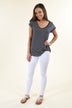 Navy Striped V-Neck Knot Top